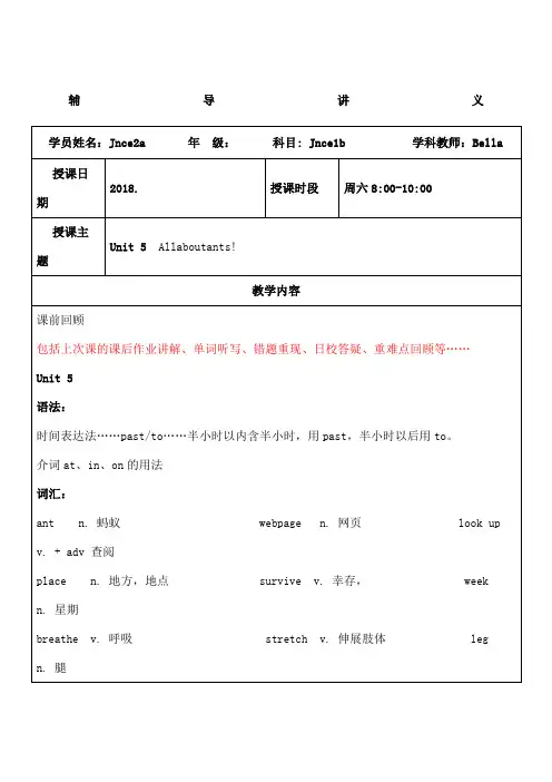 青少版新概念Aunit知识点总结