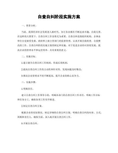 自查自纠阶段实施方案