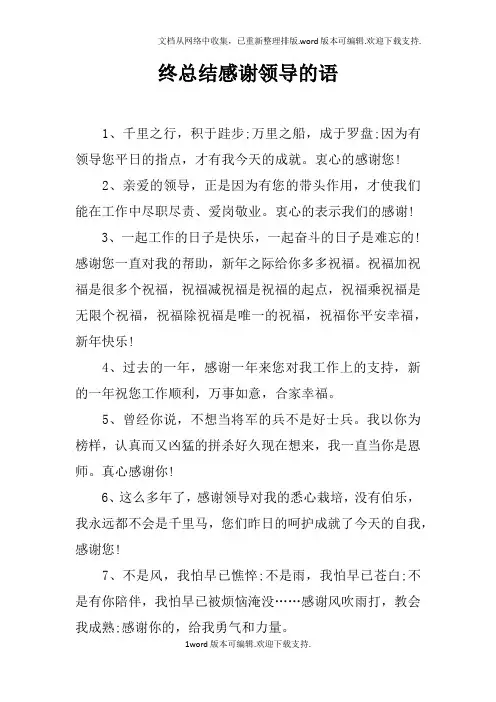 终总结感谢领导的语