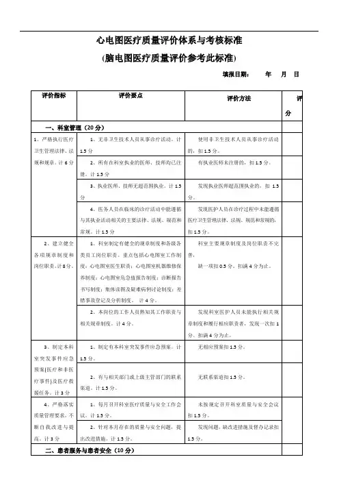 心电图医疗质量评价体系与考核标准