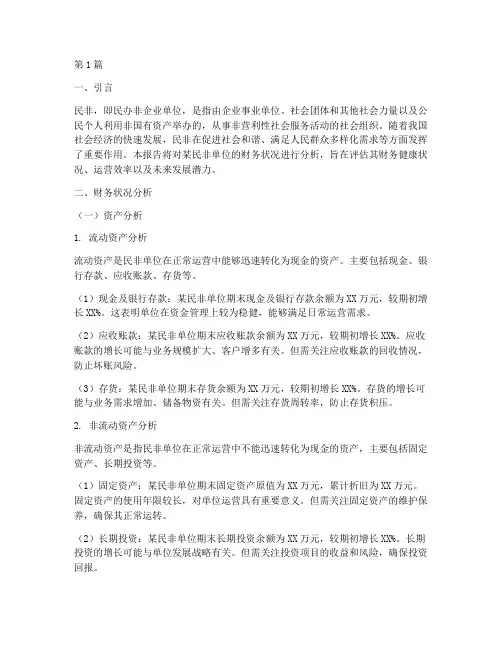民非财务分析报告(3篇)