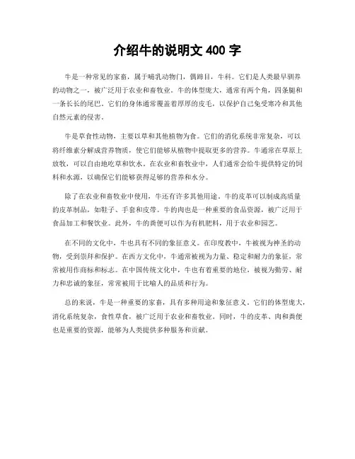 介绍牛的说明文400字