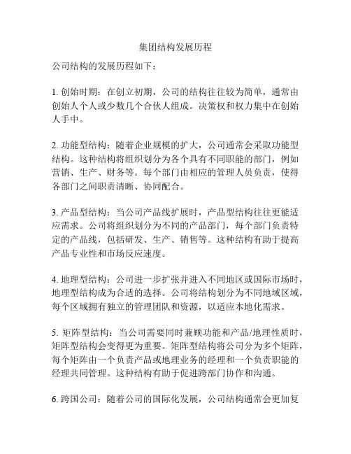集团结构发展历程