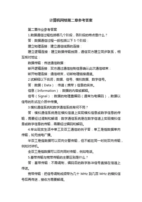 计算机网络第二章参考答案