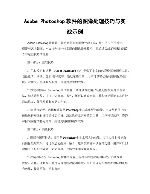 Adobe Photoshop软件的图像处理技巧与实战示例