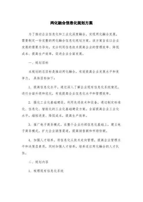 两化融合信息化规划方案