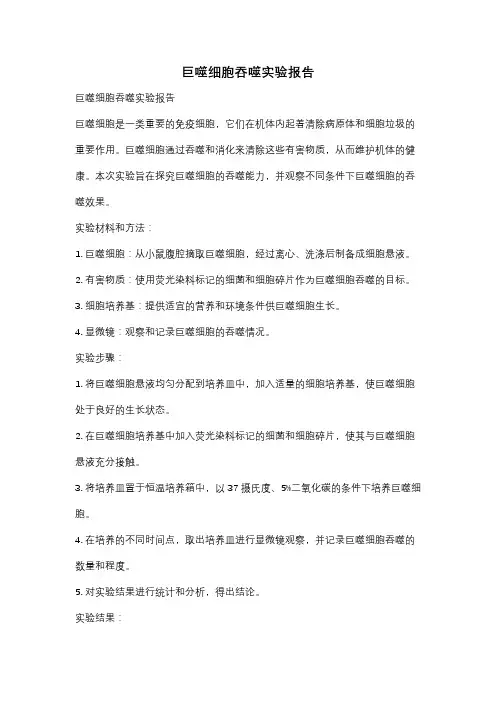 巨噬细胞吞噬实验报告