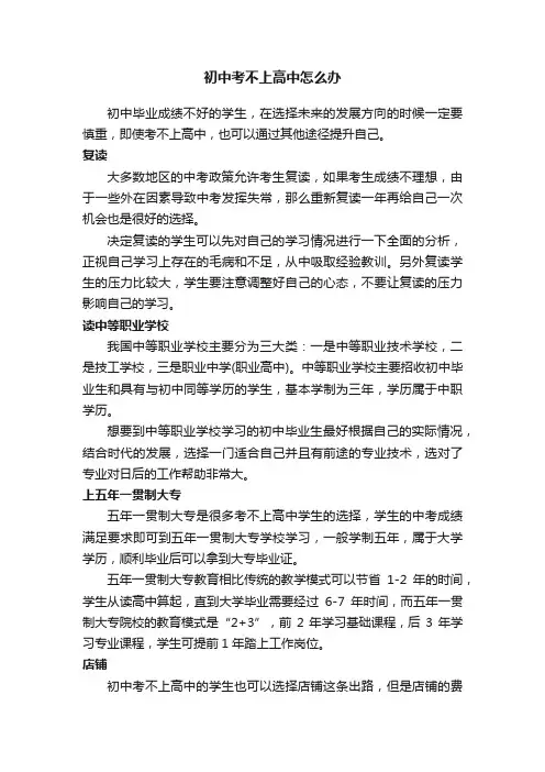初中考不上高中怎么办