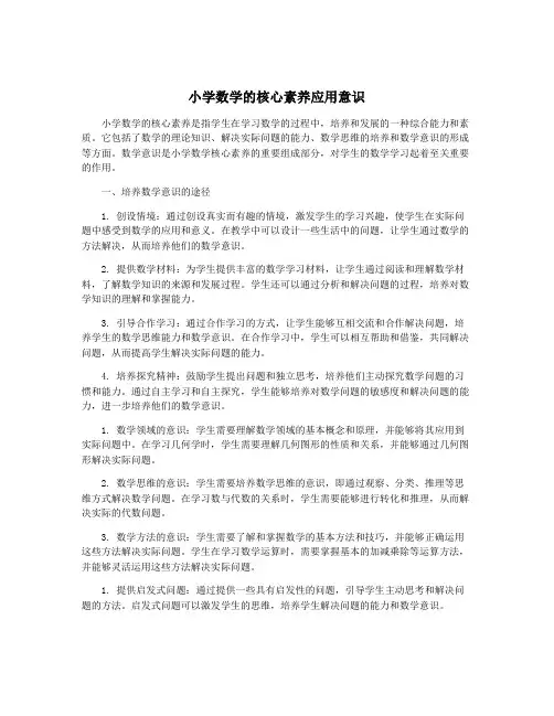 小学数学的核心素养应用意识