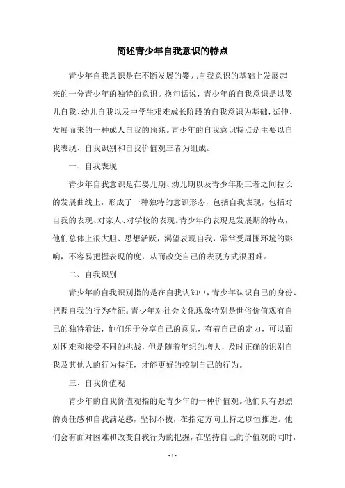简述青少年自我意识的特点