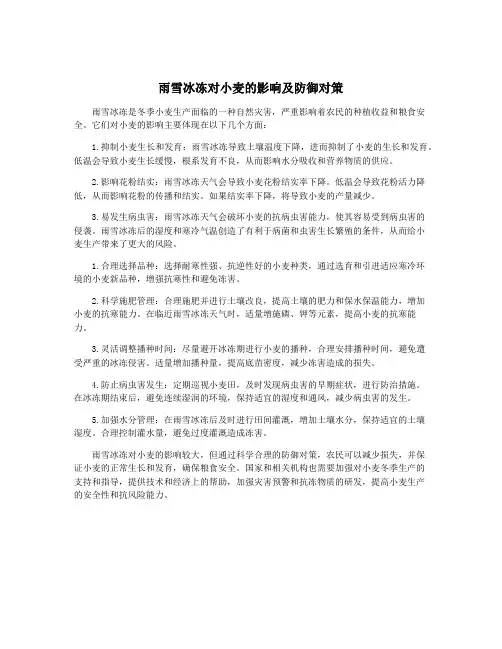 雨雪冰冻对小麦的影响及防御对策