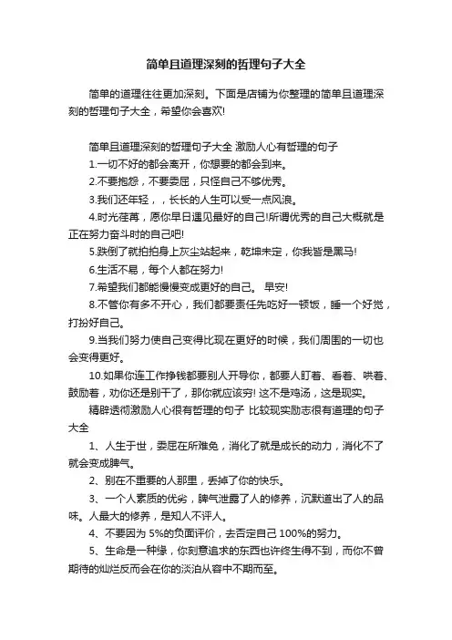 简单且道理深刻的哲理句子大全