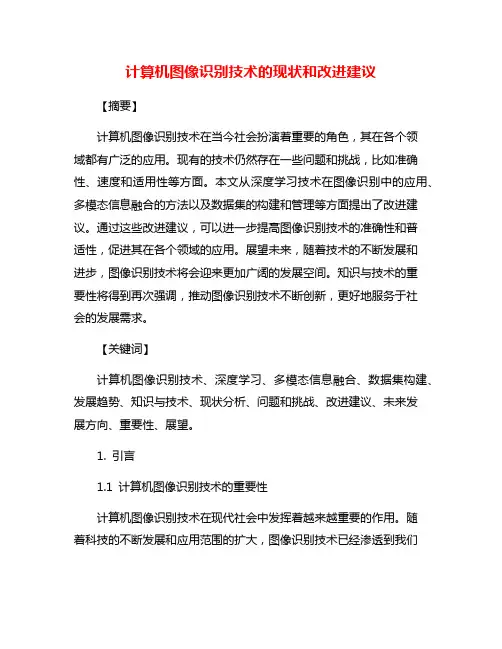 计算机图像识别技术的现状和改进建议