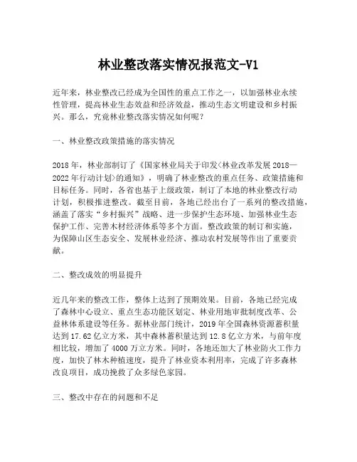 林业整改落实情况报范文-V1
