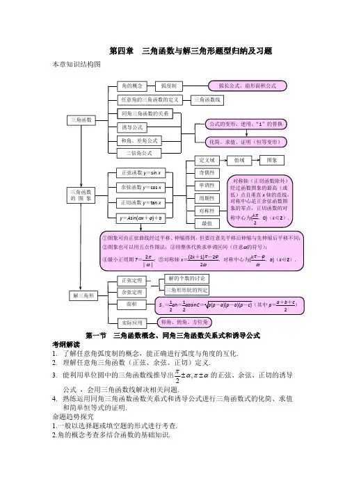 三角函数与解三角形题型归纳及习题含详解