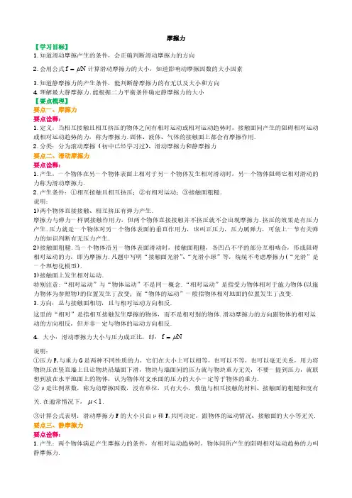 摩擦力知识点讲解