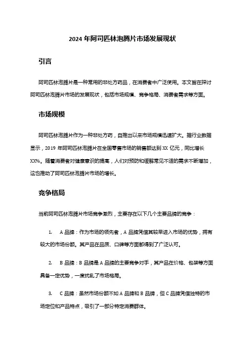 2024年阿司匹林泡腾片市场发展现状