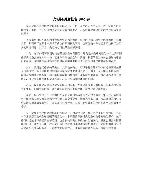 光污染调查报告1000字