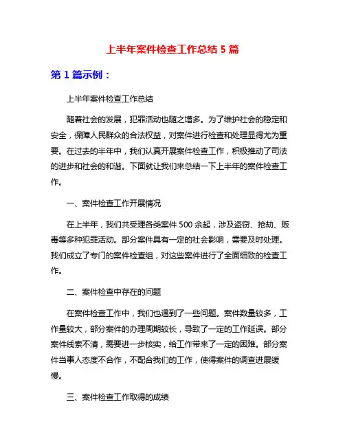 上半年案件检查工作总结5篇