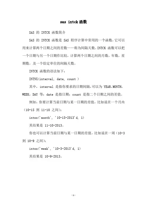 sas intck函数