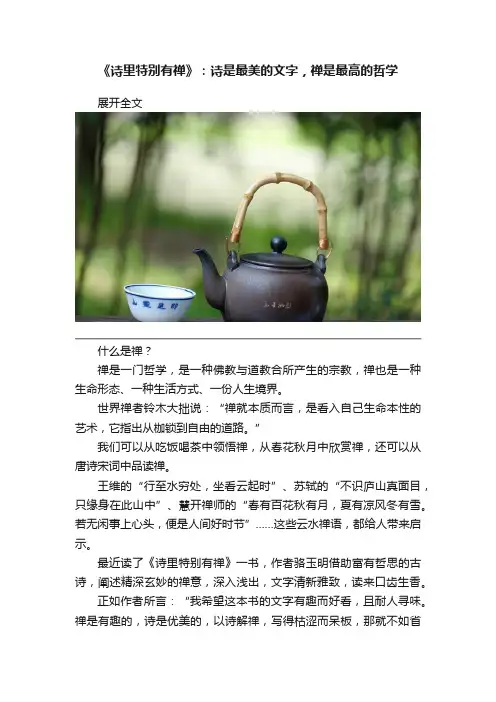 《诗里特别有禅》：诗是最美的文字，禅是最高的哲学