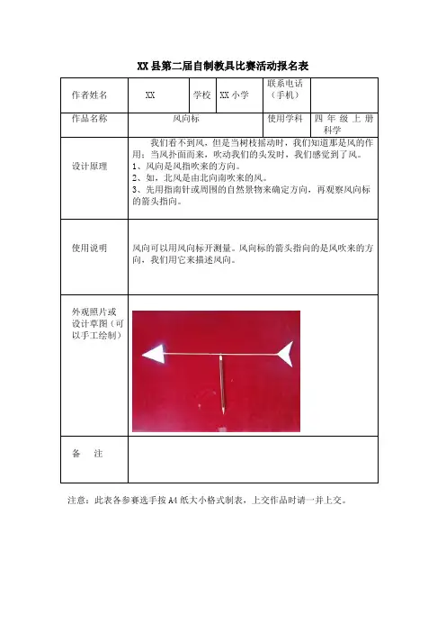 第二届自制教具比赛活动报名表