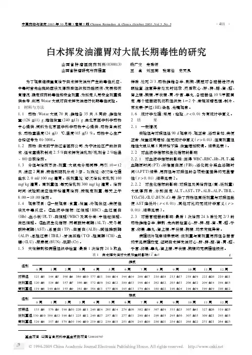 白术挥发油灌胃对大鼠长期毒性的研究