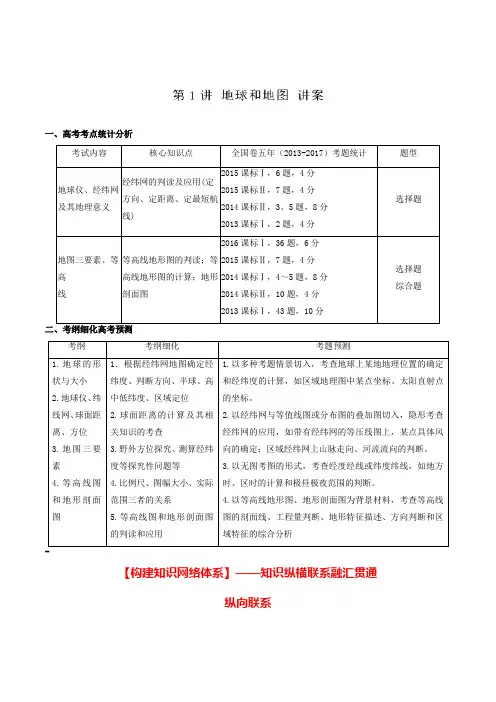 [备考资料]高考地理一轮复习教案：专题01 地球和地图.doc