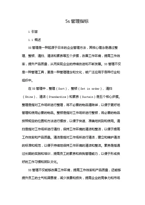 5s管理指标-概述说明以及解释