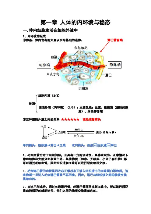 高中生物必修三复习讲义(整本全套)