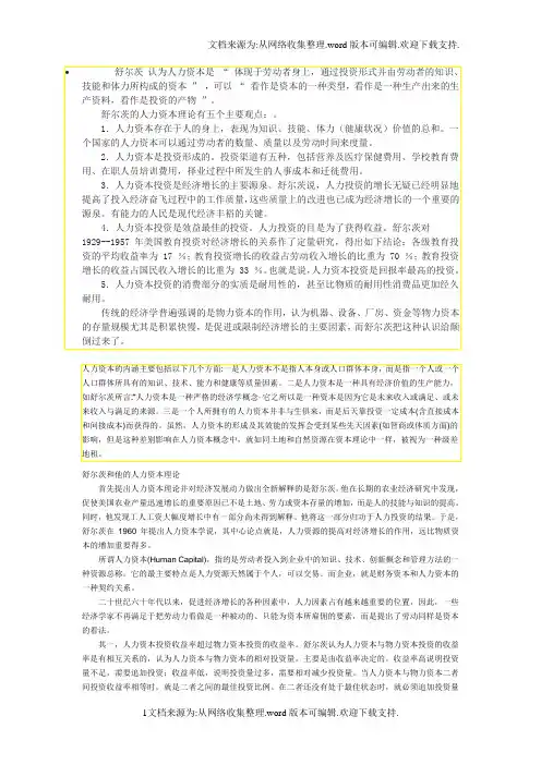 西奥多.舒尔茨和贝克尔的人力资本理论资料