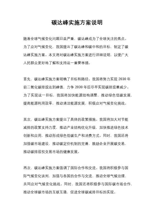 碳达峰实施方案说明