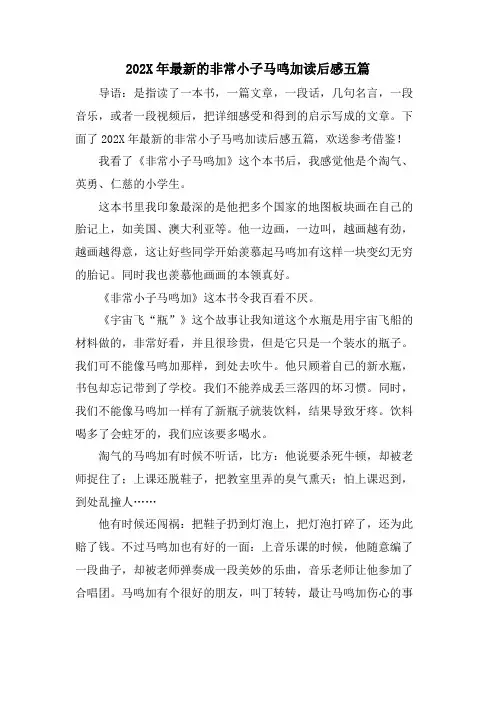 的非常小子马鸣加读后感五篇