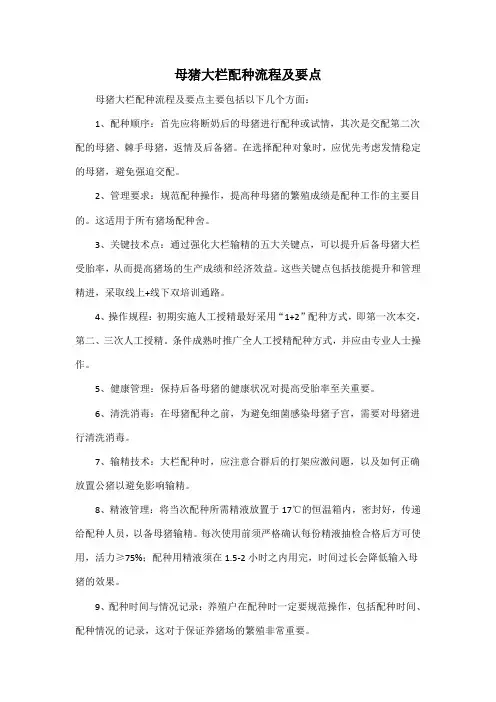 母猪大栏配种流程及要点