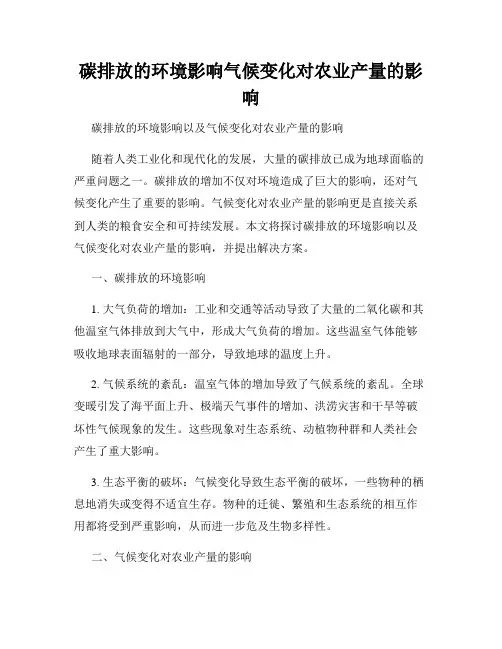碳排放的环境影响气候变化对农业产量的影响