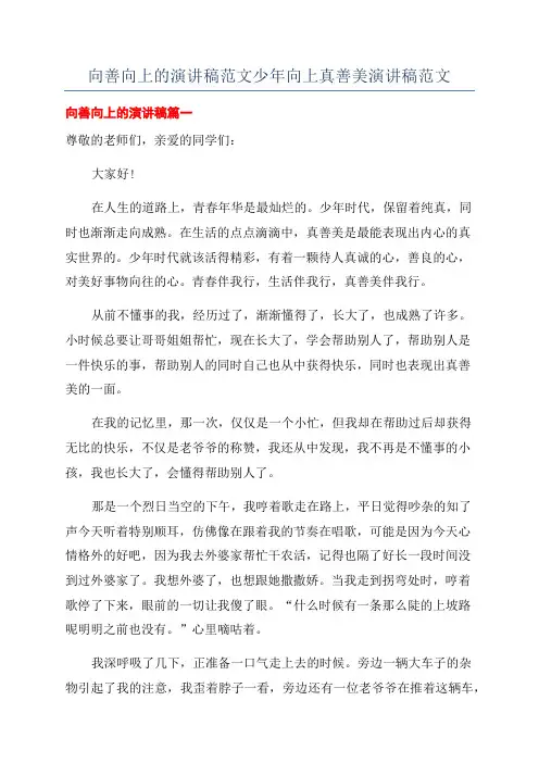 向善向上的演讲稿范文少年向上真善美演讲稿范文