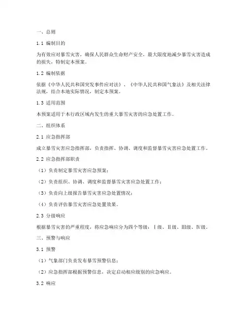 重大暴雪灾害应急预案