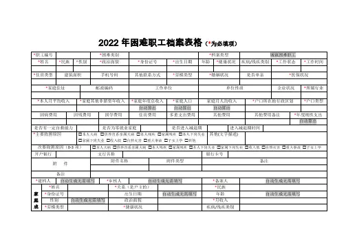 2022年困难职工档案表格