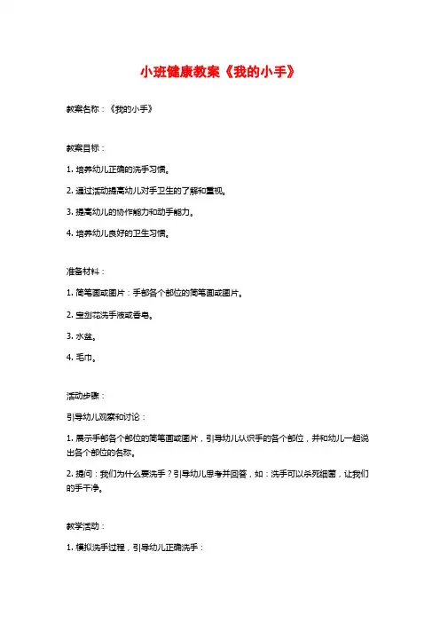 小班健康教案《我的小手》