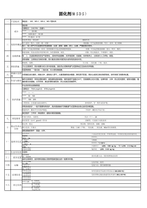 固化剂MSDS
