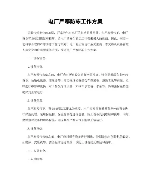 电厂严寒防冻工作方案
