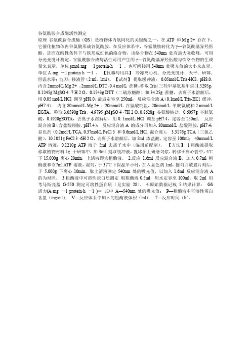 谷氨酰胺合成酶活性测定