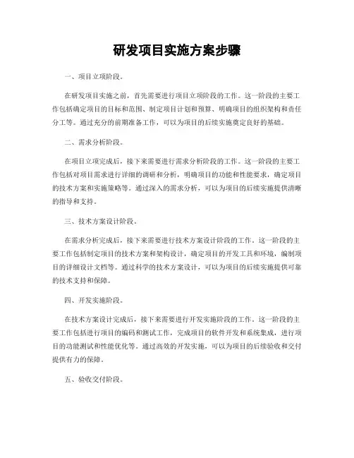 研发项目实施方案步骤