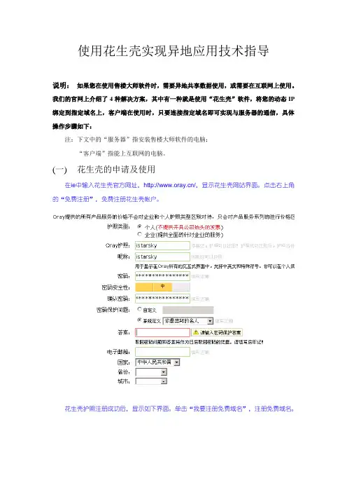 使用花生壳实现异地应用技术指导