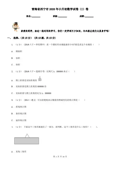 青海省西宁市2020年小升初数学试卷(I)卷