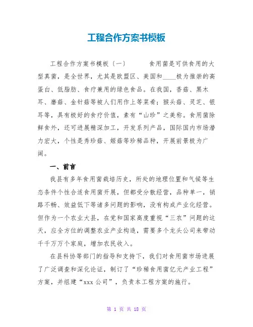 项目合作计划书模板