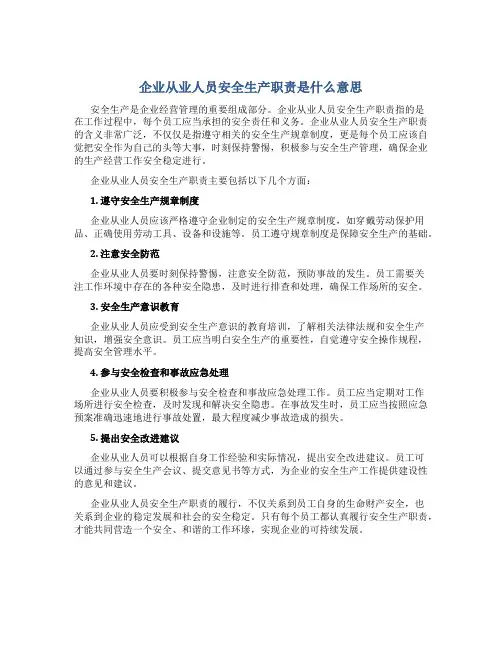 企业从业人员安全生产职责是什么意思