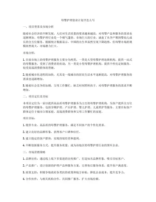 母婴护理创业计划书怎么写