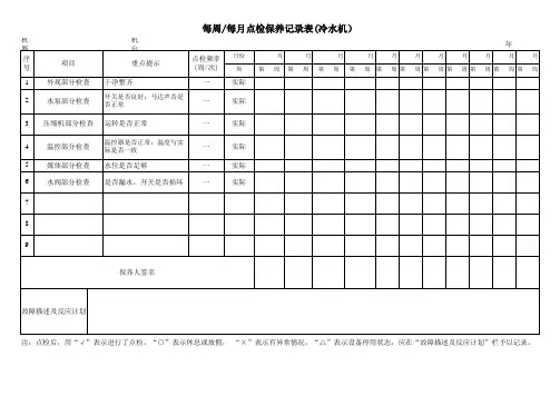 冷水机日常保养点检记录表