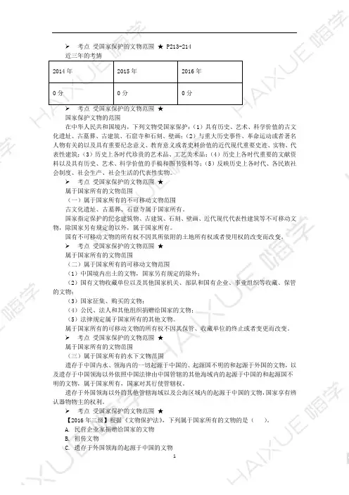 2017 陈印 一级建造师 建设工程法规及相关知识 精讲通关 1Z305000(3)施工文物保护制度